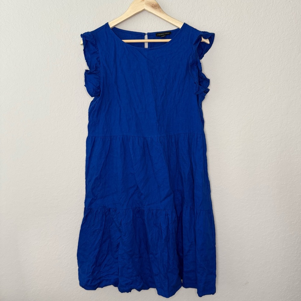 Saks Fifth Avenue Vibrant Blue Linen Midi Dress‎